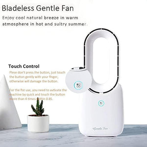 Desk Fan,Portable Bladeless Fan 11.8 inch Small Personal Cooling Fan with 5 Colors Touch Control LED Light,Quiet Table Fan for Home, Office, Bedroom