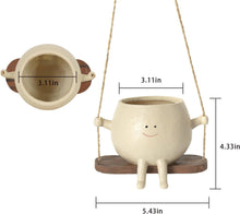Load image into Gallery viewer, Swing Face Planter Pot Hanging Resin Flower Head Planters for Indoor Outdoor Plants Succulent Pots for String of Pearls Plant Live Gift Ideas for Mother, Christmas
