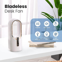 Load image into Gallery viewer, Desk Fan Bladeless, 11.8 Inch Office Fan Small, Quiet, 3 Speed Adjustment, Touch Control, Easy to Clean, Desk Fans Small Quiet, Ideal for Office, Living Room, Bedroom 2200mAh
