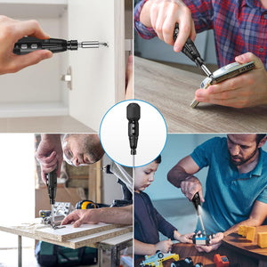 Electric Screwdriver Cordless, Rechargeable Power Screwdrivers Set, Portable Automatic Home Repair Tool Kit with LED Lights and USB Cable