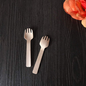 4" Mini Wooden Spork 100 ct, Biodegradable Compostable Birchwood Fork Spoon 2-in-1 Utensil (100pcs/bag)