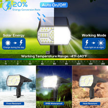 Load image into Gallery viewer, Solar Lights Outdoor Waterproof IP68, 56 LED 3 Lighting Modes Solar Powered Garden Yard Spot Solar Lights for Outside Landscape- 4 Pack (Cool White)
