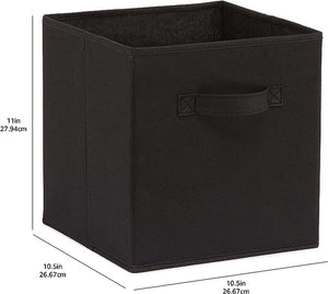Collapsible Fabric Storage Cubes Organizer with Handles, 10.5"x10.5"x11", Black - Pack of 6