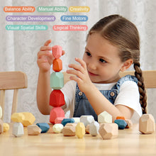 Load image into Gallery viewer, 36 PCS Wooden Sorting Stacking Rocks Stones,Sensory Toddler Toys Learning Montessori Toys, Building Blocks Game for Kids 1 2 3 4 5 6 Years Boy and Girl Birthday Gifts for Kids

