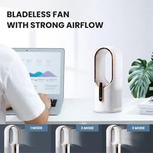 Load image into Gallery viewer, Desk Fan Bladeless, 11.8 Inch Office Fan Small, Quiet, 3 Speed Adjustment, Touch Control, Easy to Clean, Desk Fans Small Quiet, Ideal for Office, Living Room, Bedroom 2200mAh
