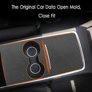 Center Console Wrap Kit Carbon Fiber Console Cover Interior Decoration Wrap Kit Compatible with Tesla Model 3 Model Y 2021 2022 2023Tesla Accessories (Matte Carbon Fiber)