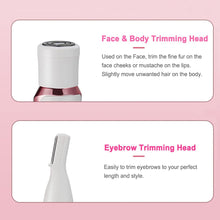 Load image into Gallery viewer, Electric Razor for Women,Hair Trimmer for Face Nose Eyebrow Beard Mustache Arm Leg Armpit Bikini,Painless Rechargeable Portable 4 in 1 Womens Body Shavers Set
