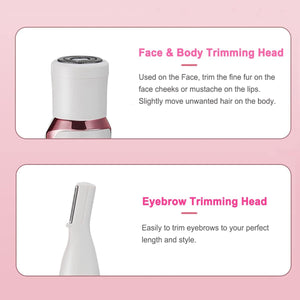 Electric Razor for Women,Hair Trimmer for Face Nose Eyebrow Beard Mustache Arm Leg Armpit Bikini,Painless Rechargeable Portable 4 in 1 Womens Body Shavers Set