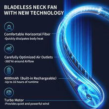 Load image into Gallery viewer, Portable Neck Fan, Hands Free Bladeless Personal Fan, 4000mAh Battery 4-16H, 360° Fast Cooling, No Hair Twisting, Ultra Quiet, Travel Essentials, Suit Home Office Sports, Gifts for Women Men
