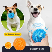 Load image into Gallery viewer, 3.5” Squeaky Dog Toy Balls (6 Colors) Puppy Chew Toys for Teething, BPA Free Non-Toxic, Spikey Medium, Large &amp; Small Dogs, Durable Aggressive Chewers
