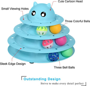 Cat Toy Roller 3-Level Turntable Cat Toys Balls with Six Colorful Balls Interactive Kitten Fun Mental Physical Exercise Puzzle Kitten Toys