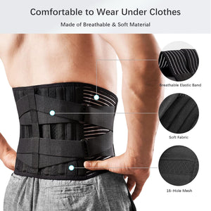 Back Braces for Lower Back Pain Relief, Breathable Back Support Belt for Men/Women for work , Anti-skid lumbar support belt with 16-hole Mesh for Sciatica(XL)