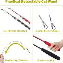 Load image into Gallery viewer, Interactive Cat Toys - Retractable Wand Toy and Feather Toys Refills for Indoor Cats to Chase and Exercise
