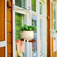 Load image into Gallery viewer, Swing Face Planter Pot Hanging Resin Flower Head Planters for Indoor Outdoor Plants Succulent Pots for String of Pearls Plant Live Gift Ideas for Mother, Christmas

