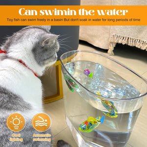 Interactive Robot Fish Toys for Cat/Dog(6 Pcs), Activated Swimming in Water with LED Light, Swimming Bath Plastic Fish Toy Gift to Stimulate Your Pet's Hunter Instincts