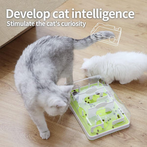 Interactive Cat Puzzle Feeder, Mental Stimulation Cat Maze Toy Slow Feeding Treat Dispenser for Indoor Cats