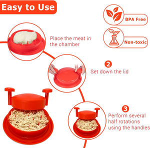 Chicken Shredder Machine, Shredding Tool, Meat Shredder with Handles Non-skid Base Mat Suitable for Pulled Pork Beef 8inch Red