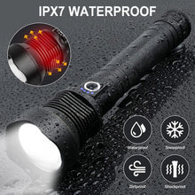 Load image into Gallery viewer, Rechargeable 990000 High Lumens LED Flashlights, XHP90.2 Super Bright Flashlight with Zoomable &amp; 5 Modes &amp; IPX7 Waterproof for Camping
