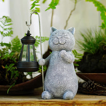 Load image into Gallery viewer, Solar Garden Statue Cat Figurine- Garden Art with Solar Lantern, Loving Cat for Patio,Balcony,Yard, Lawn-Unique Housewarming Gift for Garden Mom Grandma
