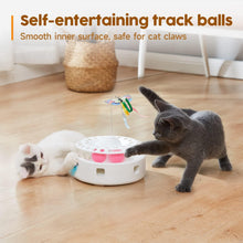 Load image into Gallery viewer, Cat Toys 3in1 Automatic Interactive Kitten Toy, Fluttering Butterfly, Moving Ambush Feather, Track Balls, Dual Power Supplies, USB Powered, Indoor Exercise Kicker (Bright White)
