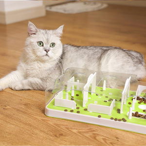 Interactive Cat Puzzle Feeder, Mental Stimulation Cat Maze Toy Slow Feeding Treat Dispenser for Indoor Cats