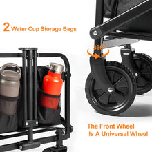 Load image into Gallery viewer, Collapsible Folding Wagon, Beach Cart Large Capacity, Heavy Duty Folding Wagon Portable, Collapsible Wagon for Sports, Shopping, Camping (Black)
