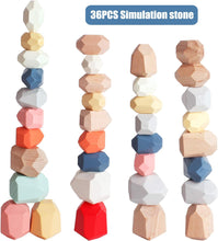 Load image into Gallery viewer, 36 PCS Wooden Sorting Stacking Rocks Stones,Sensory Toddler Toys Learning Montessori Toys, Building Blocks Game for Kids 1 2 3 4 5 6 Years Boy and Girl Birthday Gifts for Kids
