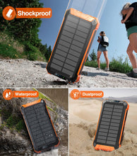 Load image into Gallery viewer, Power Bank Wireless Charger 20000mAh Built in 4 Cables Six Outputs 15W Fast Charging Power Bank for All Mobile Devices Three Inputs Solar Portable Charger with Dual Flashlights, Carabiner
