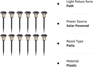 12 Pack Solar Pathway Lights Outdoor Solar Garden Lights for Patio, Yard, Driveway