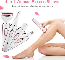 Load image into Gallery viewer, Electric Razor for Women,Hair Trimmer for Face Nose Eyebrow Beard Mustache Arm Leg Armpit Bikini,Painless Rechargeable Portable 4 in 1 Womens Body Shavers Set
