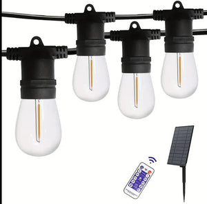 36FT Solar String Lights Outdoor Patio Lights, Solar Deck Light String, 15+1 Shatterproof Bulbs For Patio, Backyard, Porch, Outdoor