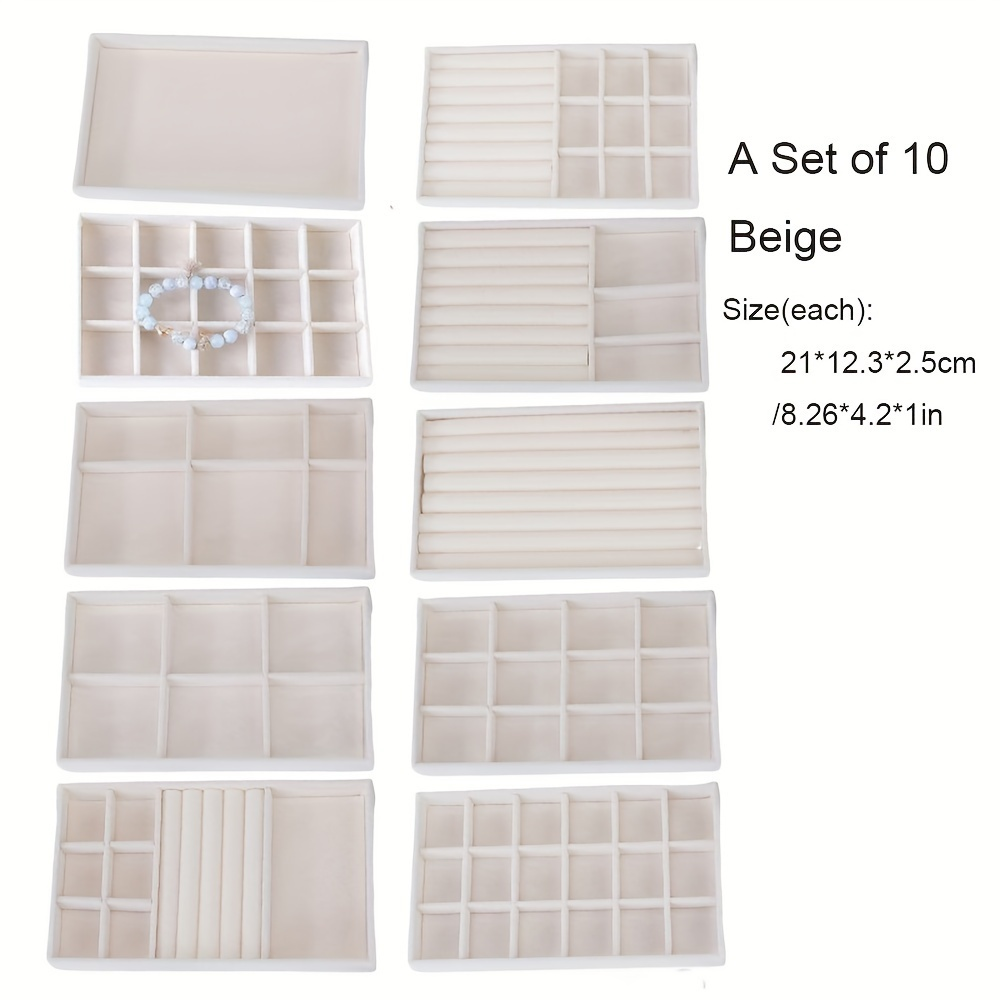 Wholesale:10-Piece Stackable Velvet Jewelry Tray Set