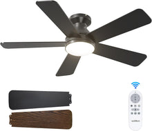 Load image into Gallery viewer, Wholesale: Ceiling Fans with Lights, 42 Inch Low Profile Ceiling Fan with Light and Remote Control, Flush Mount, Reversible, 3CCT, Dimmable, Quiet, Black Small Ceiling Fan for Bedroom Indoor/Outdoor Use
