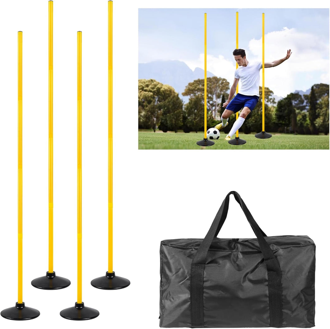Soccer Agility Poles Set, 4/6/10 Pcs 6ft Detachable Sports Trainning Speed Poles Slalom Poles with Rubber Base, Agility Training Equipment for Football, Rugby, Basketball, Indoor & Outdoor
