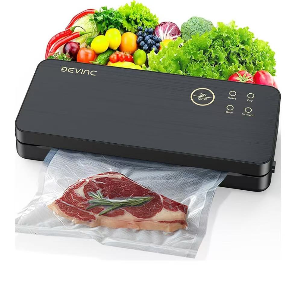 Wholesale :Vacuum Sealer Machine, Compact Food Sealer with 10 Vaccum Bags & 1 Bag Roll, Multi-functional Food Vacuum Sealer for Food Storage, Dry & Moist Food Modes with Built-in Cutter, Black
