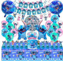 Load image into Gallery viewer, Wholesale: Stitch Party Supplies, Birthday Decorations Set Include Banner, Balloons, Stickers, Hanging Swirls, Cake Cupcake Toppers, Tablecloth for Boys Girls Stitch Theme Party
