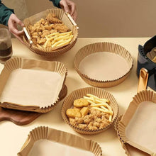 Load image into Gallery viewer, Wholesale: Air Fryer Paper Liners, Parchment Paper, Air Fryer Liners Disposable for Microwave, Non-Stick Air Fryer Liner Square Free of Bleach (6.3IN)

